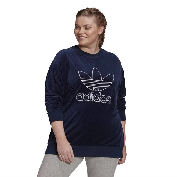adidas Tops - Adidas Originals Trefoil Velour Sweatshirt Blue Women’s 1x
